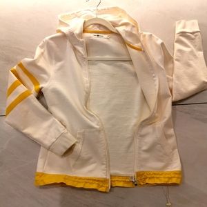 Tory Burch sport Hoodie white with yellow strip woman size s